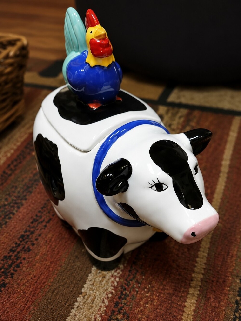 Coco Dowley Certified International Ceramic Cow & Rooster Cookie Jar